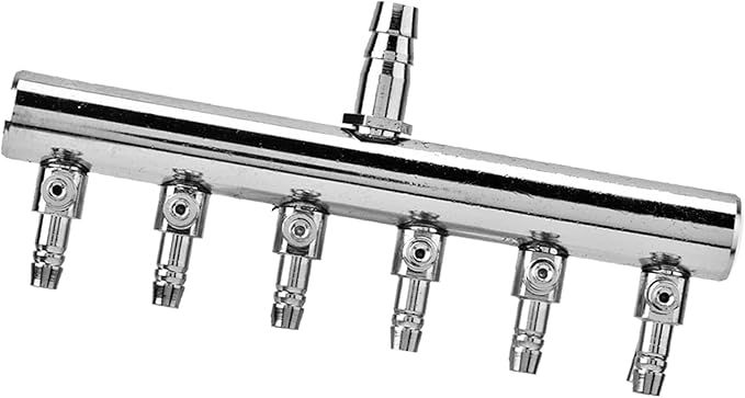 Yosoo Health Gear Air Valve, Air Splitter, Aquarium Air Valve, Stainless Steel Aquarium Fish Tank Air 8mm Turn to 4mm Splitter Control Valve(8 to 4mm six-Hole shunt)