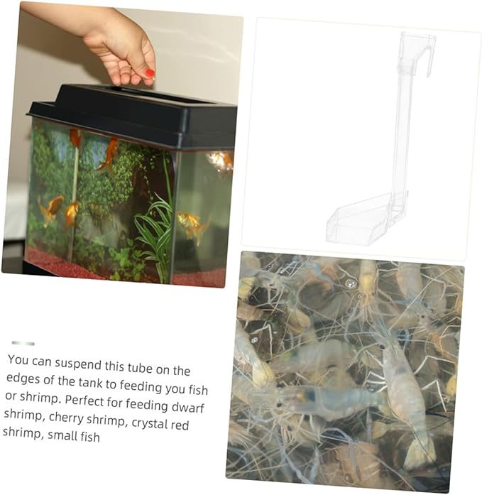 DOITOOL Acrylic Aquarium Fish Feeder Tube with Shrimp Feeding Dish 21cm for Fish Tank Automatic Feeding Aquarium Accessories