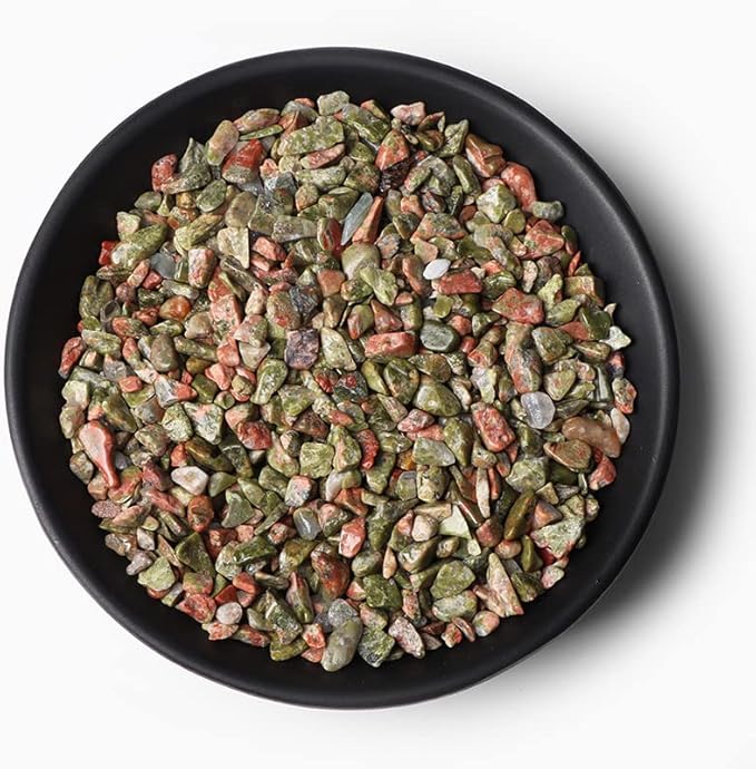 3-5MM Natural Stone Gravel Quartzs Agat Jaspers Chips Minerals Tumbled Specimen Stone Home Aquarium Decoration,NO.3 Unakite,50g