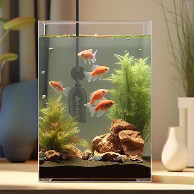 DaToo Super Mini Aquarium Heater 6 Watts Small Fish Tank Flat Heater 6W with Free Thermometer Strip Submersible Slim Betta Heater for Up to 2 Gallon Desktop Aquariums