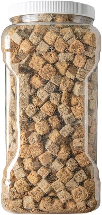 Freeze Dried Floating Brine Shrimp and Tubifex Cubes for All Tropical Fish, Marine Fish, Discus, Cichlids, Koi & Pond Fish, Turtles…12oz Lg Jar