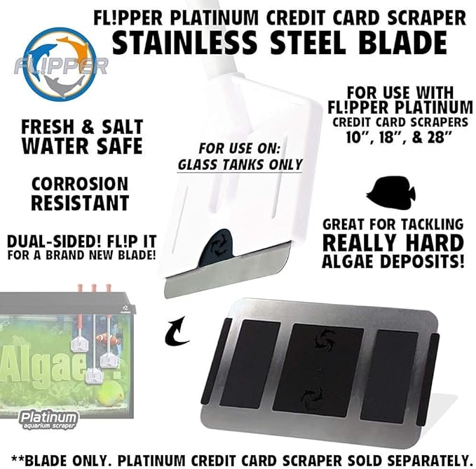 Flipper Platinum Aquarium Hand Scraper Tool – Glass and Acrylic Fish Tank Cleaner – Aquarium Glass Cleaner - Aquarium Glass Scraper with Serrated Blade 28"
