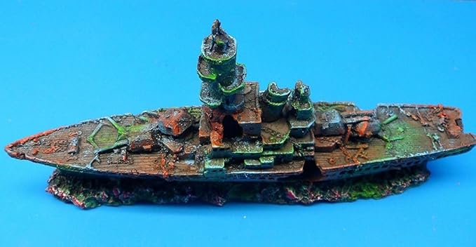 zoele Resin Damaged Navy War Boat Mini Ship Battleship Wreck Fish Tank Landscape Ornament Cave Aquarium Decoration Decor