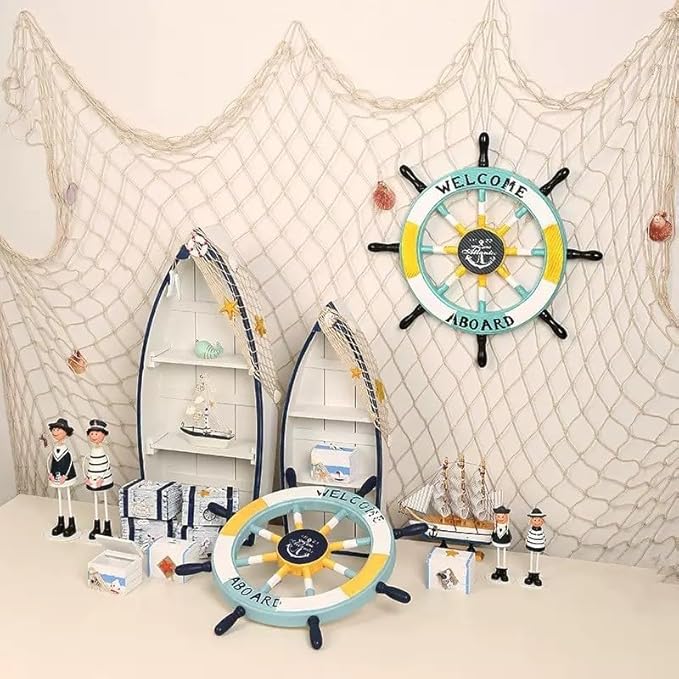 80"x40" Fish Net Decorations, Natural Cotton Fishing Net Decor Fishnet Rope Decoration for Under The Sea Hawaiian Pirate Ocean Beach Themed Party (2 Pack)