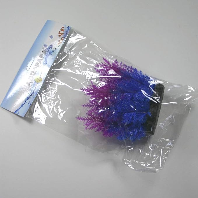 Aquarium Decor Plastic Plants Multicolor Artificial Plant (Pink/Blue #6-4.5" h)