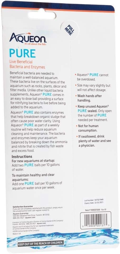 Aqueon 2 Pack of Pure Live Beneficial Bacteria and Enzymes for Aquariums, 12 Pack Each, Treats Up to 240 Gallons