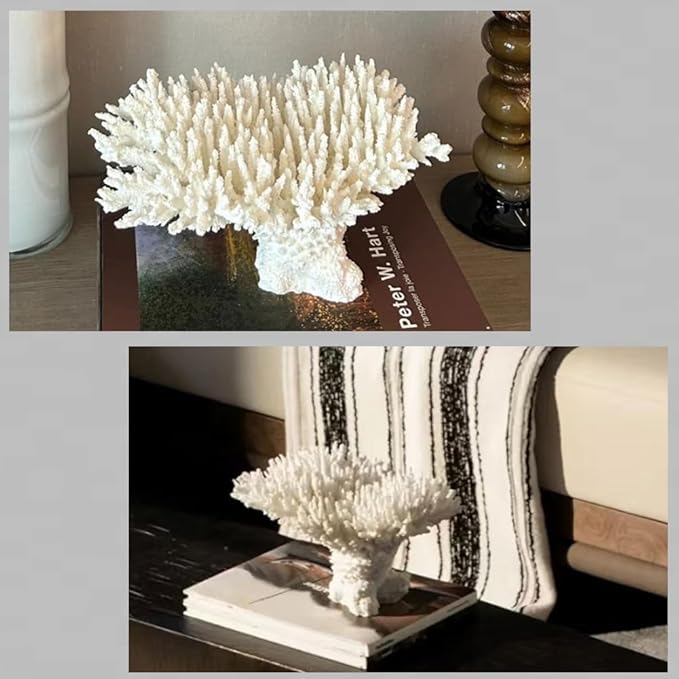 decorlWhite reefs, Artificial Coral Statues, Nautical Decorations for Beach Themed Homes, Resin Artificial Coral Ocean Decorations (Medium Code)