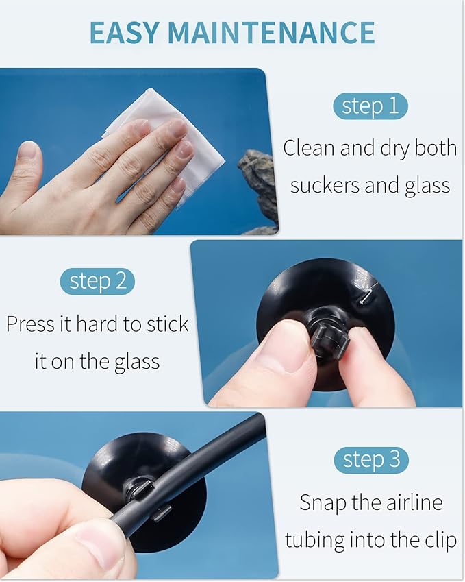Pawfly Aquarium Suction Cup Clips for Standard 3/16" ID Airline Tubing Black Air Hose Holder Clamp Accessories for Fish Tank Aeration Setup, 30 Pack