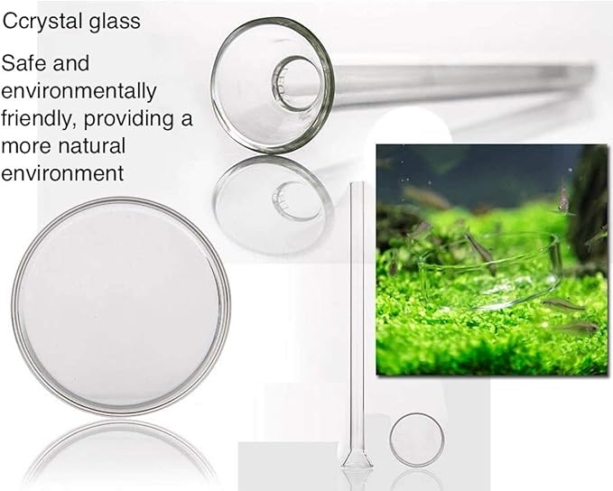 Aquarium Shrimp Feeding Tube and Dish, Clear Crystal Glass Fish Tank Shrimp Feeder Tube Tray