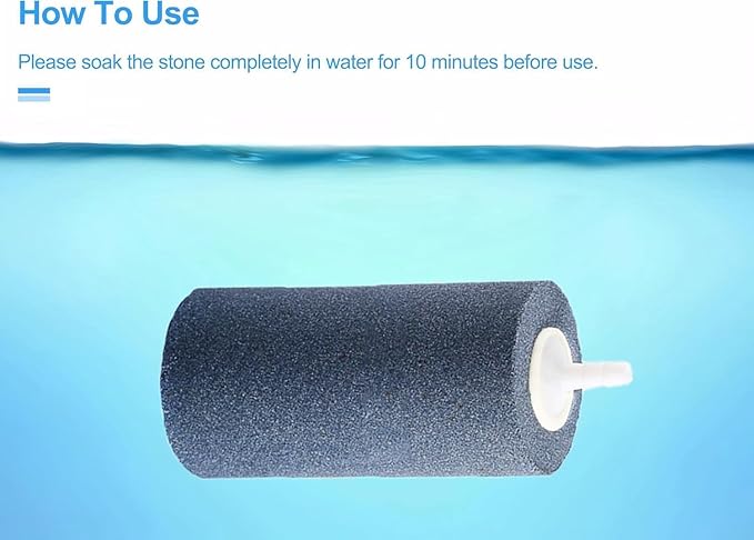 4" x 2" Air Stones for Hydroponics & DWC Buckets - High-Flow Cylinder Aerator for Compost Tea Brewing, Koi Pond & Aquarium Fish Tank - Non-Clogging Silicon Carbide Bubbler (6-Pack)