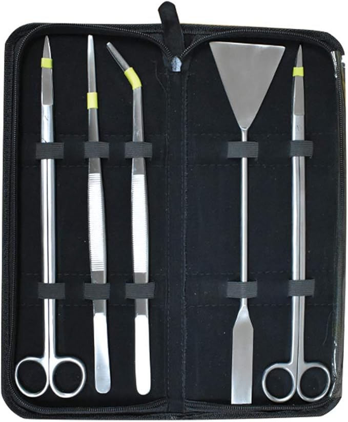 Aquascaping Tools Kit, 5 Piece Stainless Steel Aquarium Plant Trimming Set for Fish Tanks, Reef Tanks, Coral Fragging