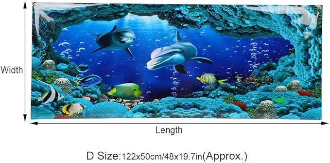 Tnfeeon Sea World Aquarium Background, PVC Adhesive Double Sided Poster Sticker Fish Decoration(122x50cm)