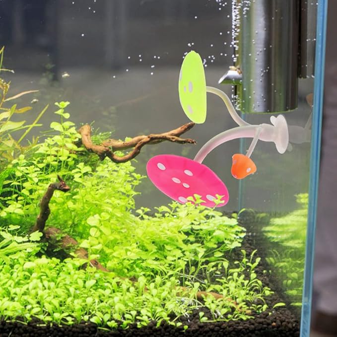 PATKAW 2Pcs Betta Fish Leaf Pad Silicone Hammock Habitat with Suction Cup Aquarium Plants Mushroom Decor for Betta Spawning Grounds Breeding Resting Bed