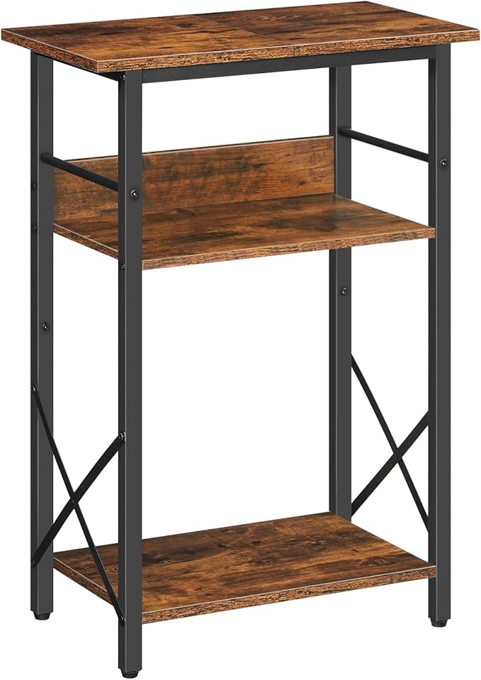 HOOBRO 10 Gallon Aquarium Stand, 3-Tier Fish Tank Stand with Storage, Reptile Turtle Tank Stand with Metal Frame, 20.5" L x 11" W , Rustic Brown BF52FT01