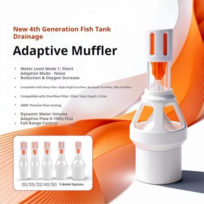 Fish Tank Silencer, H-Shaped Anti-Overflow Filter, Plastic Brush Spiral Filter, Fish Tank Accessory(Orange,20mm)
