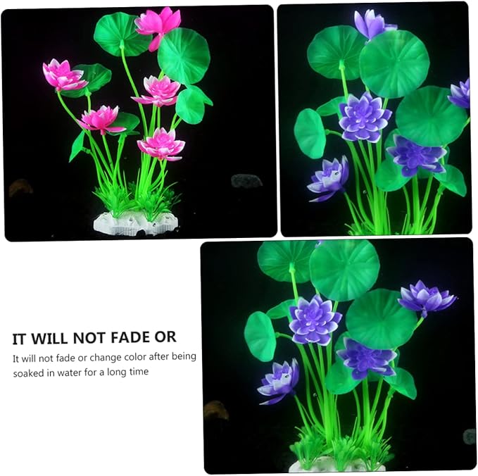 Elegant 4 Piece Resin Lotus Fish Tank Decor Safe for Salt Fresh Water Aquariums
