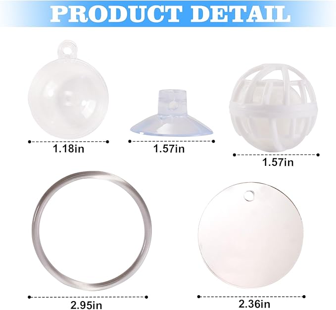 Betta Fish Toys, 2 PCS Fish Exercise Ring and Nitrifying Balls Set, Betta Mirror Toy Set, Feeding Ring with Suction Cup, Fishing Tank Accessories for Gifts (Clear)