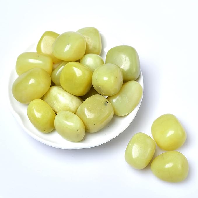 Natural Crystal Gravel Specimen Square Polished Aquarium Fish Tank Home Decoration,Lemon Jade,50g