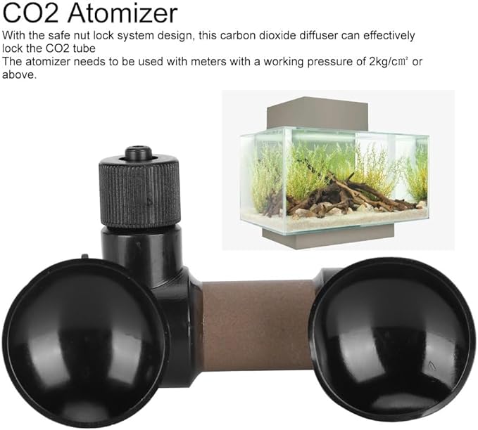 Black Plastic Carbon Dioxide Diffuser Ceramic CO2 Atomizer Dissolve System with Nut Lock for Aquarium(S)