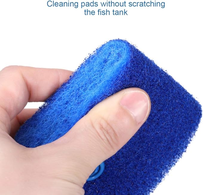POPETPOP 2 Pcs Fish Tank Sponge Cleaner - Double Sided Sponge Cleaning Brush Cleaner Scrubber Fish Tank Scrubber for Glass Aquariums and Home Kitchen (Blue 40cm+Green 23cm)