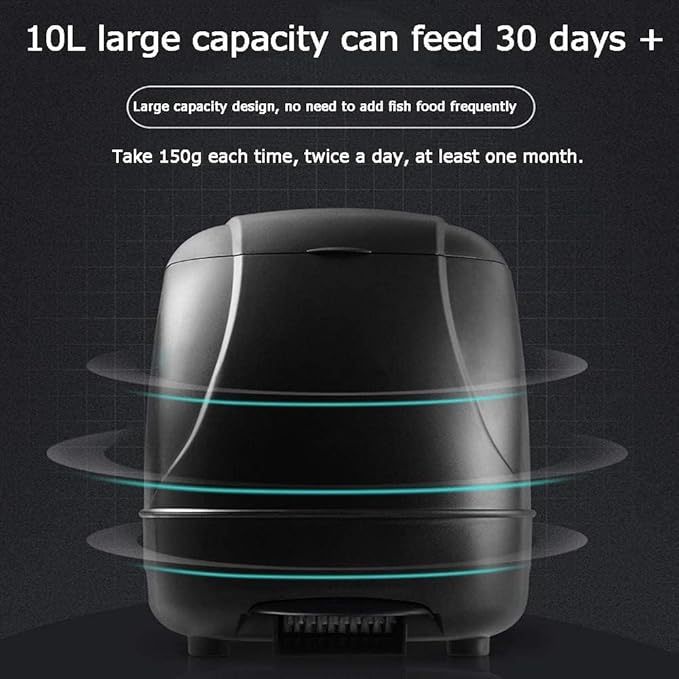 10L Pond Fish Feeder, Automatic Fish Feeder for Pond, Timer High Capacity, Battery-Powered for Vacations & Hot or Cold Weather