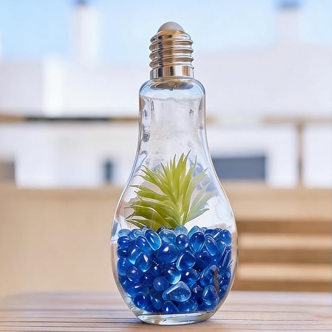 Small Sea Glass Stones, 0.55LB/8.8oz Aquarium Substrate Gravel Sand Clear Glass Pebbles Marble Aquarium Fish Tank Rocks Gravel for Turtle Tank, Vase Fillers, Fairy Garden, Potted Plants(Cobalt Blue )