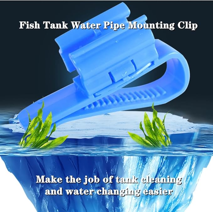 6 PCS Fish Tank Hose Holder Adjustable Fish Tank Water Clip Fish Tank Water Pipe Clamp Fish Tank Mounting Clip for Fish Tank and Aquarium(Fit for 8mm to 16mm Hoses,Black,Blue)