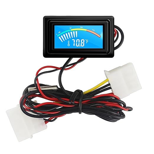 KETOTEK Digital Thermometer Temperature Meter Gauge Waterproof Sensor Probe Aquarium Car PC case Incubator Temp Meter 4 Pin Power Supply Celsius/Fahrenheit LCD Display