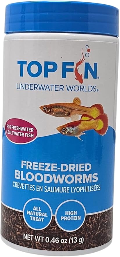 Top Fin Freeze Dried Bloodworms Natural Treat for Freshwater and Saltwater Fish, 0.46 Ounces