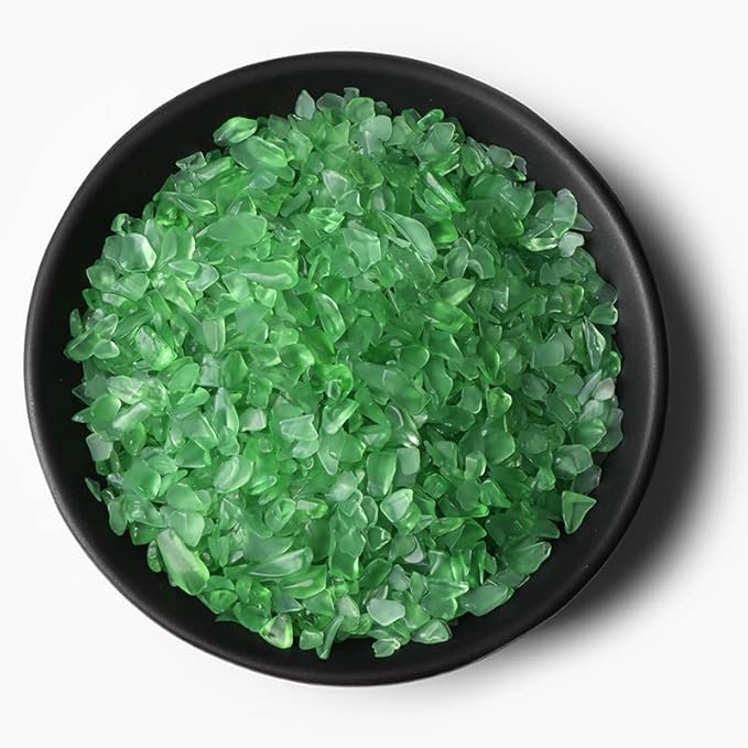 3-5MM Natural Stone Gravel Quartzs Agat Jaspers Chips Minerals Tumbled Specimen Stone Home Aquarium Decoration,NO.38 Green Glass,100g
