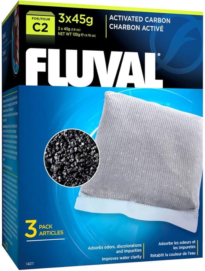 Fluval C2 Activated Carbon, Replacement Aquarium Filter Media, 3-Count, 14011 (Pack of 12)