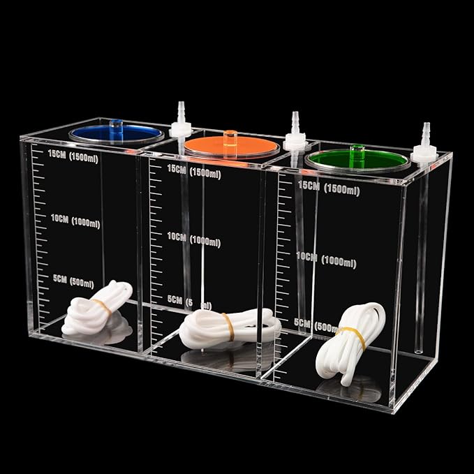 Aquarium Choice dosing Container dosing Liquid Container Storage Bucket Dosing Pump Reservoir Container with Three Separate Storage Rooms