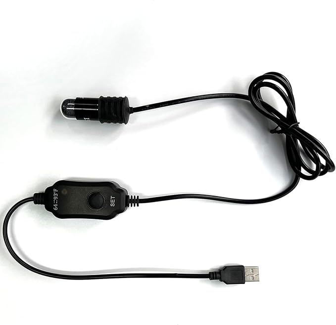 Mini Submersible Aquarium Heater, 25/50/100/150/200/300 Watts Adjustable Fish Tank Heater, Built-in Thermometer, External Temperature Controller, Smart Memory (10 Watts(USB))