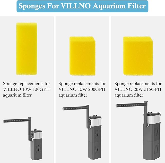 4PCS Replacement Aquarium Filter Sponge for 10W-130GPH Aquarium Filter, Aquarium Biochemical Sponges for Replacement