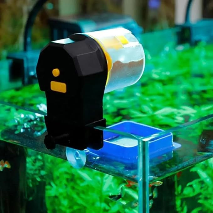 Automatic Fish Tank Feeder Intelligent Timing Automatic Feeder Aquarium Goldfish Feeder Large Capacity Fish Aquarium Feeder (Color: Yellow)