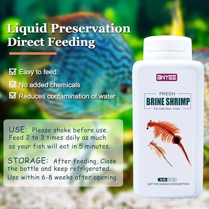Fresh Brine Shrimp Fish Food - Consisting of Adult Non-Living Brine Shrimp for Fish Over 1 Inch (Brine Shrimp)
