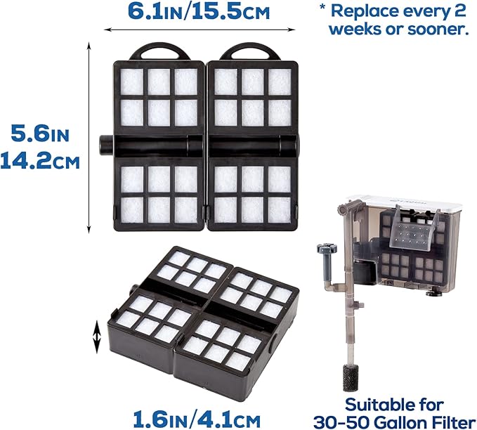 LAQUAL Replacement Fish Tank Filter Cartridges, Suitable Aquarium Filter (30-50 Gal), 3 Sets (2pcs as a Set), White