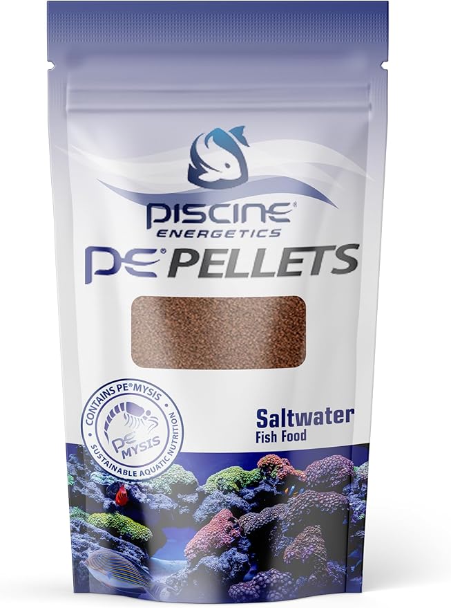 Piscine Energetics PE Pellets Saltwater Fish Food, 1mm 2 oz/ 56g (Pouch)