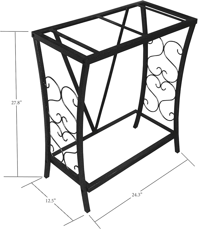 Aquatic Fundamentals 20 Gallon Metal Aquarium Stand, 24.3" L x 12.5" W, Black