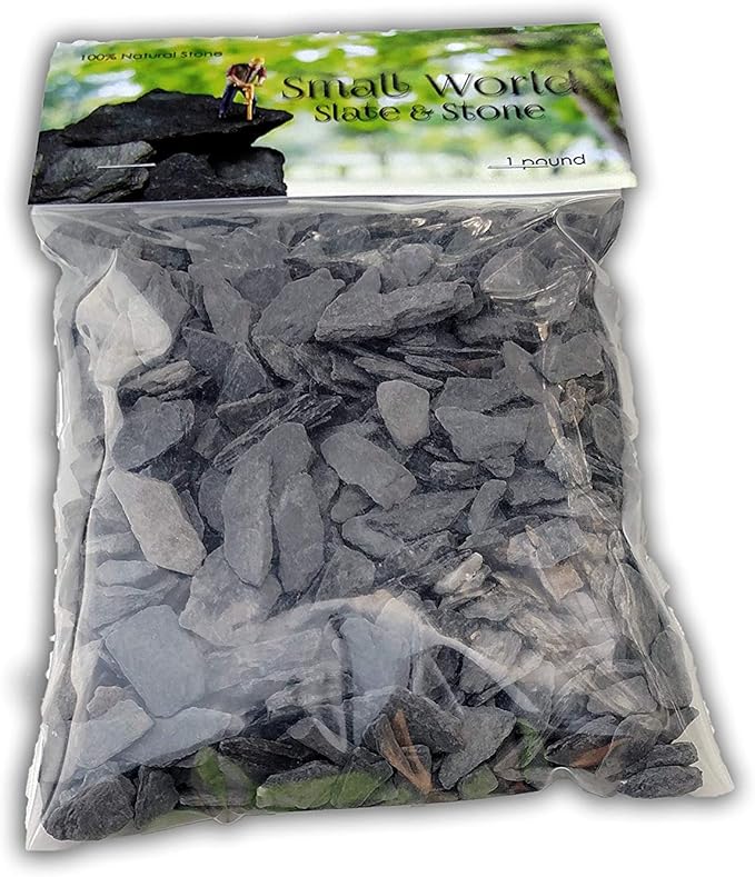 Natural Slate Stone - 1/4 to 1/2 inch Slate Gravel for Aquascaping Aquariums, Miniature or Fairy Garden, Aquarium, Model Railroad & Wargaming (1)