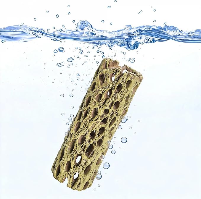 Hiceeden 2 Pcs Resin Cholla Wood for Aquarium, 6" Shrimp Hideout Driftwood Decor, Shrimp Cave Tank Accessories, Climbing & Chew Toy for Aquatic Habitat, Hermit Crabs, Fish, Snail, Reptiles