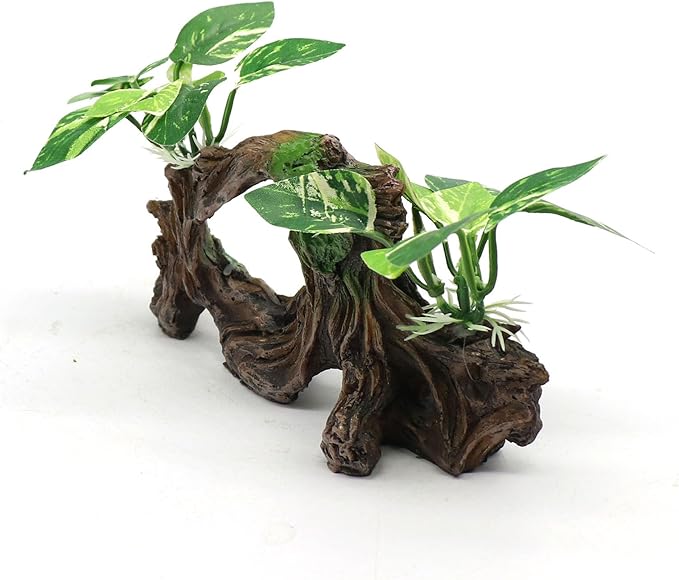 relaqcc Fish Tank Decorations Artifical Driftwood Cave Aquarium Decor Ornaments Silk Aquarium Plants for Betta Fish Tank Accessories