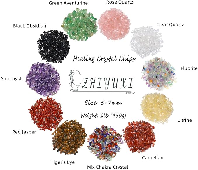 ZHIYUXI 1 lb Fluorite Crystal Chips Bulk Fish Tank Decorations Aquarium Rocks Gravel Vase Filler Stones Crystals for Candle Making Witch Kit Gravel for Plants Quartz Sand Gemstone 5-7 MM Stones