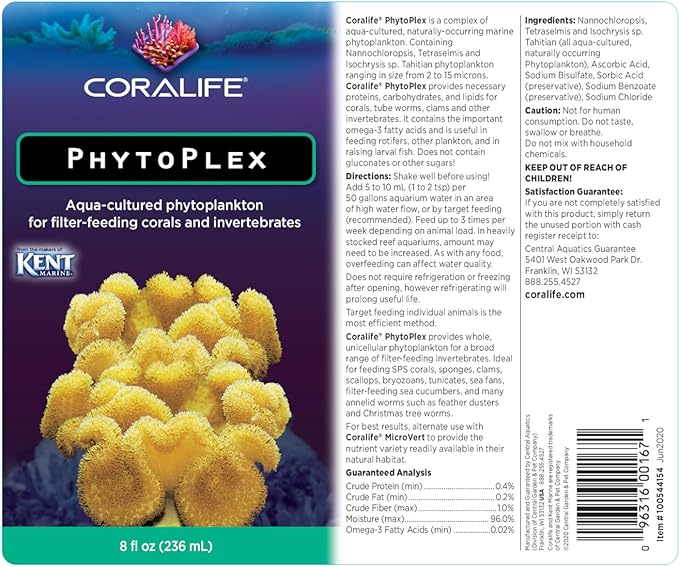 Coralife Saltwater Fish Tank Aquarium Phytoplex Aqua Cultured Phytoplankton, 8 oz (Pack of 2)
