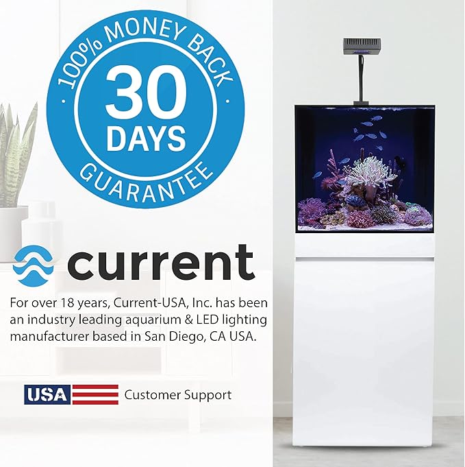 CURRENT USA PRO Dual 36-48" Inch Orbit Marine IC Loop LED Saltwater Reef Marine Aquarium Light with Bluetooth App Control | Wireless Lighting & eFlux Wave Pump Control for Fish Tank (4336)