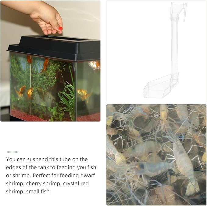 Acrylic Hanging Fish Feeder with Shrimp Feeding Dish and 21cm Feed Tube for Aquarium Tanks Automatic Aquarium Feeder Suitable for Fish and Shrimp Feeding