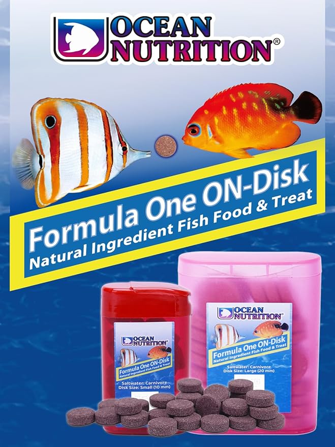 Ocean Nutrition Fish Food Formula One On-Disk - All-Natural Fish Food for Saltwater Carnivore, Tangs, Angels, Clownfish, High Protein (38%), 0.37 oz (10.5 g), Small Size