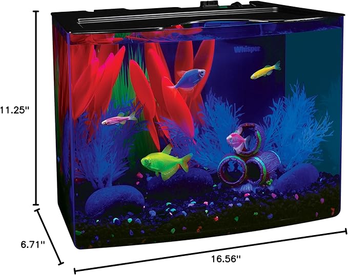 GloFish Crescent Aquarium Kit 5 Gallons, Includes Hidden Blue LED Light And Internal Filter