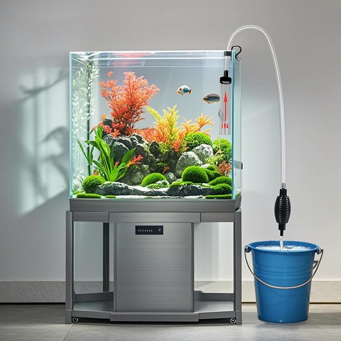 6ft Aquarium Siphon Vacuum Cleaner, Hand Siphon Pump Water Changer for Fish Tank Cleaning Gravel & Sand