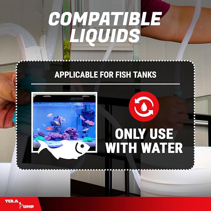 TERA PUMP Aquarium Siphon Pump Bundle 3-in-1 Fish Tank Gravel Vacuum Cleaner Kit for Nano, Standard & Large Tanks, Manual Water Changer with Gravel Filter & Long Hose